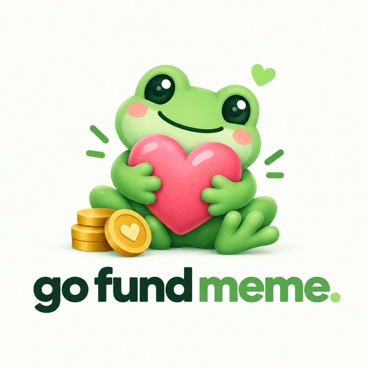 Go Fund Meme frog holding a pink heart